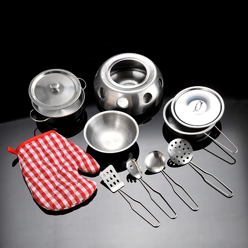 

40Pcs Stainless Steel Children Kitchen Toys Miniature Cooking Set Simulation Tableware Toy Pretend Play Cook Toy for Kids Gift