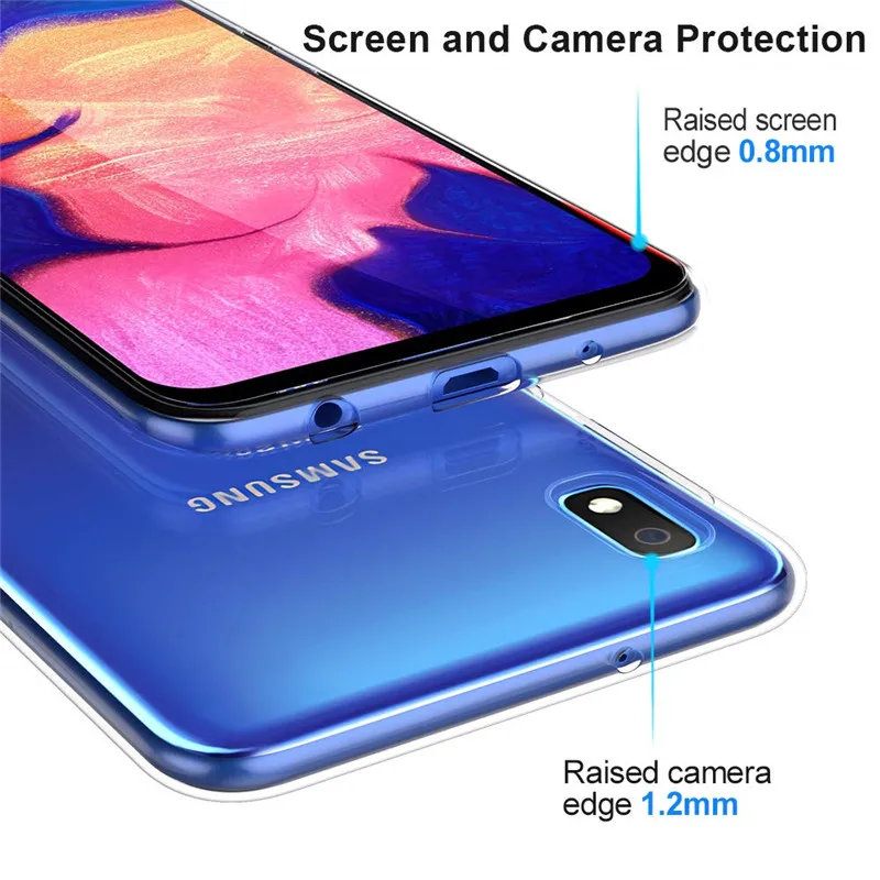 Чехол для Samsung A10 мягкая прозрачная силиконовая задняя крышка из ТПУ чехол