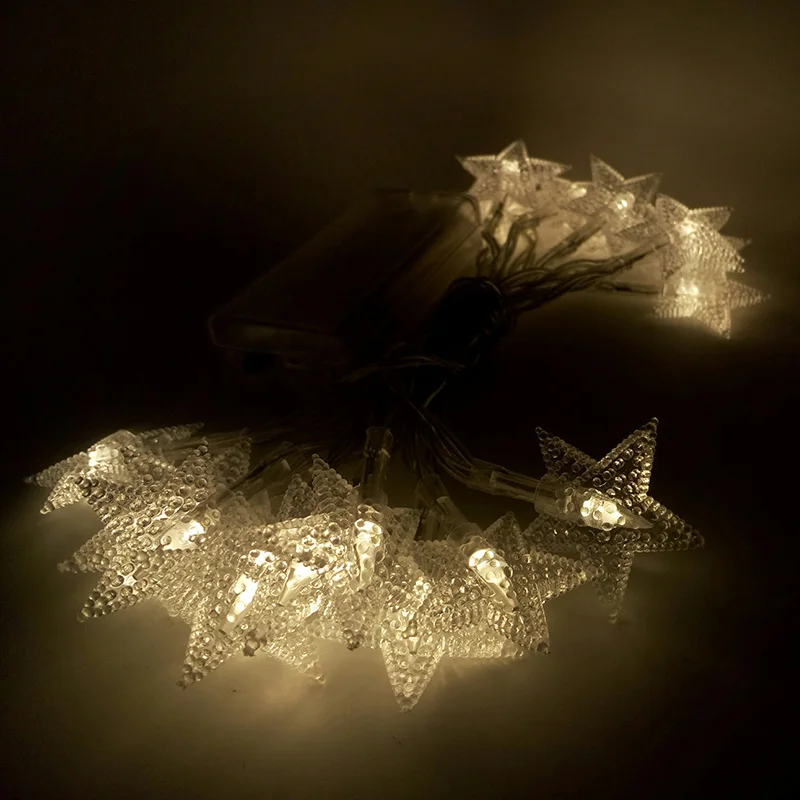 Декоративная гирлянда со звездами на батарейках 40 светодиодов|Праздничное