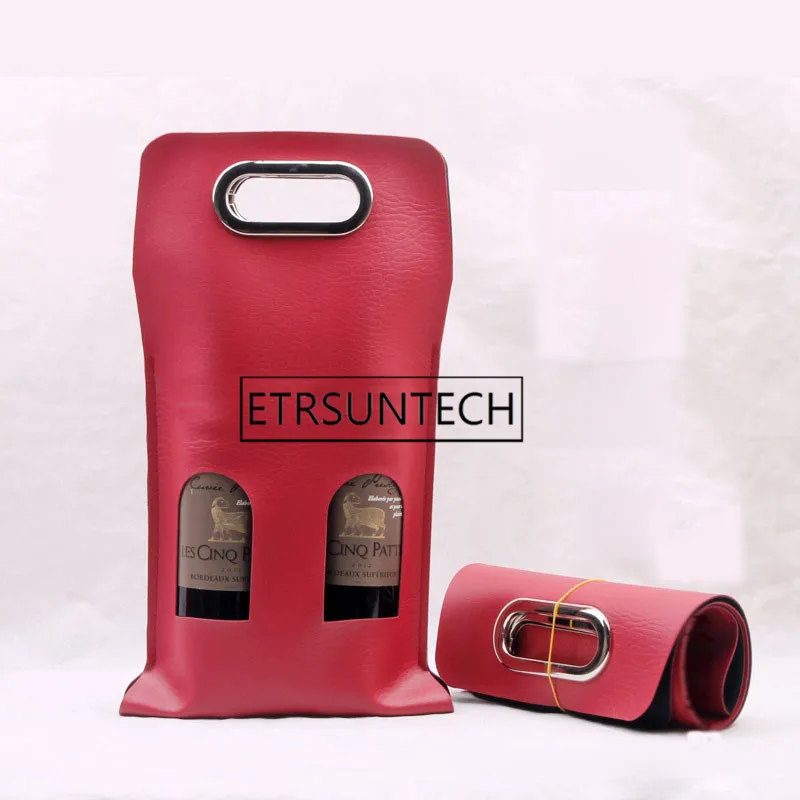 

50pcs PU Leather Wine Bottle Carry Bag Single/Double Wine Packing Bag Beverage Bottle Carrier Handle Bag