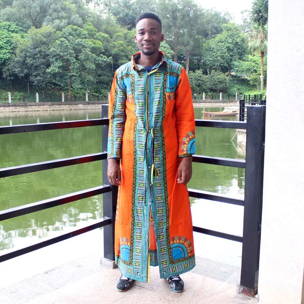 Dashikiage Унисекс Новая мода Базен длинная рубашка Африканский кафтан с длинным рукавом Дашики пояс
