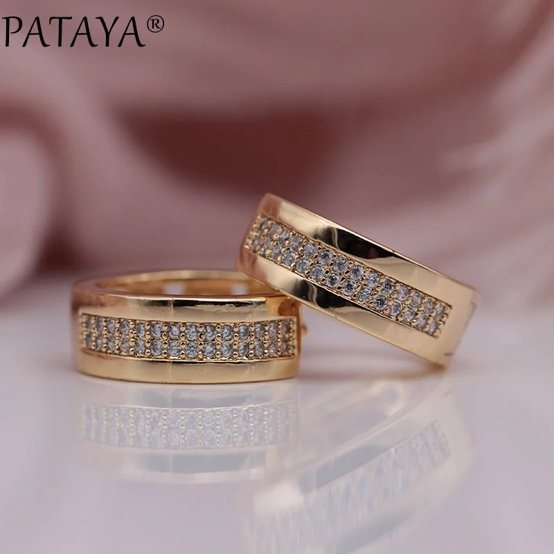 white PATAYA, новинка 585, розовое золото, микро воск, инкрустация, четыре цвета, натуральный циркон, свисающие серьги, для женщин, прекрасный стиль, цветы, резьба, ювелирное изделие - Окраска металла: white