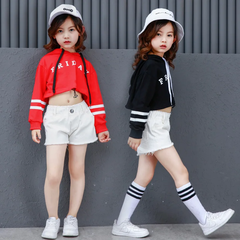 Teenage Girls Clothing Set 2018 Long Sleeved Hip Hop Crop Hoodies Sweatshirts Top 2 Piece Summer for Kids | Детская одежда и обувь