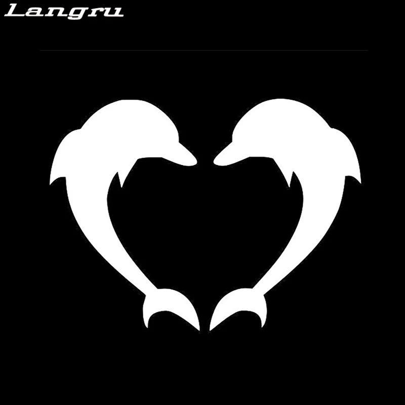 Виниловая наклейка Langru в виде дельфина и сердца автомобильные аксессуары