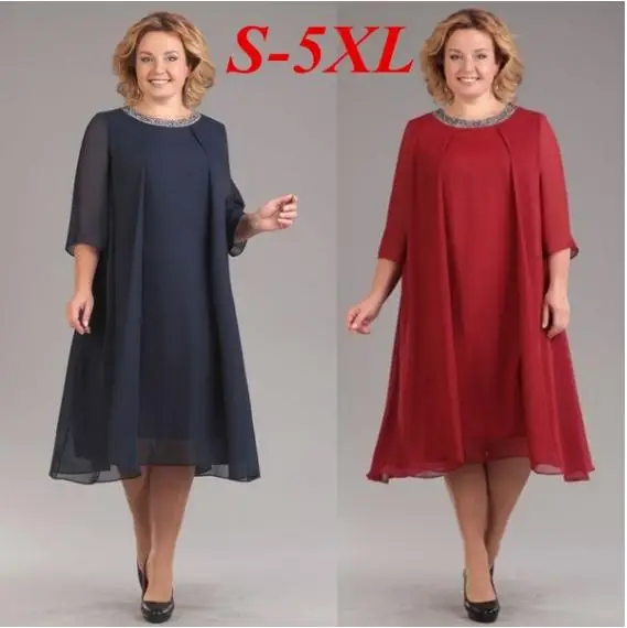 5XL женское шифоновое платье с рукавом 3/4, украшенное блестками, платья больших размеров для женщин 4xl 5xl 6xl sukienka, длинное женское платье-туника