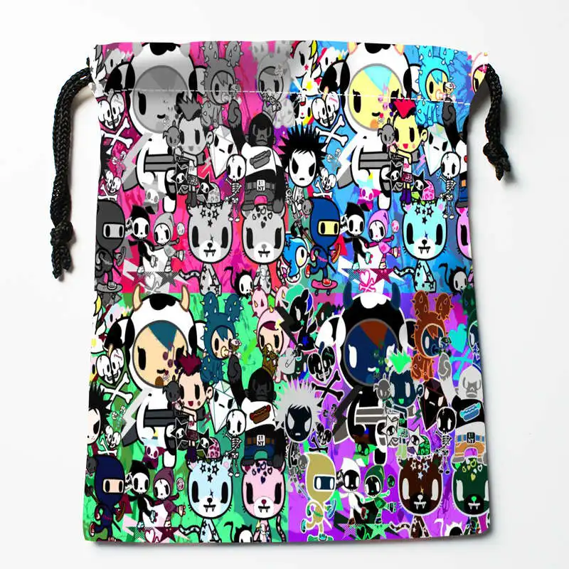 Новое поступление Tokidoki Сумки на шнурке на заказ для хранения с принтом, сумки для хранения, размеры 18X22 см - Цвет: Коричневый