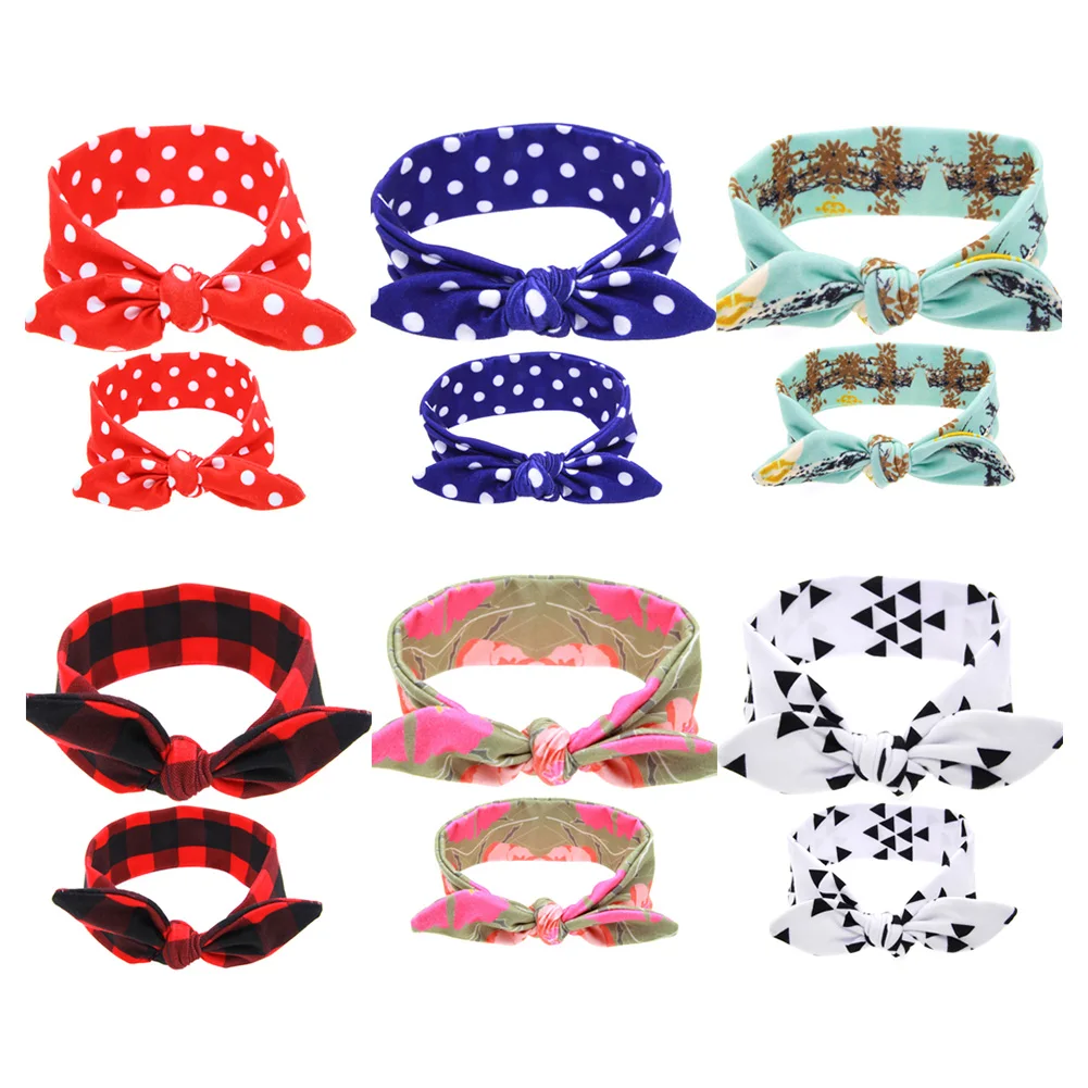 Костюмы для мамы и ребенка хлопковый ободок с заячьими ушами 6 пар Бандана тюрбан