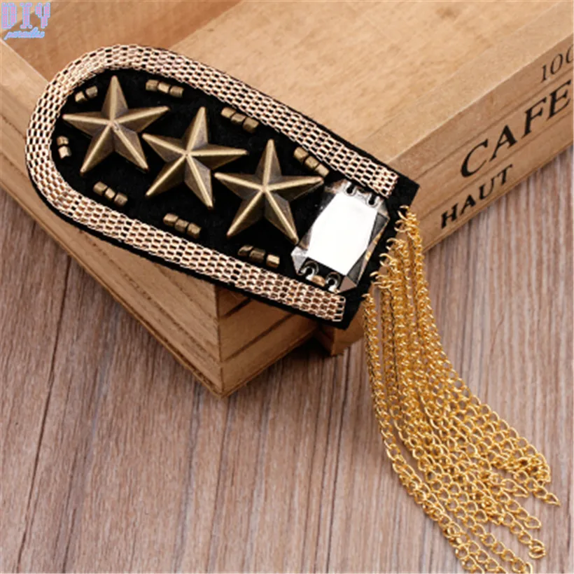 2 шт. винтажные металлические эполеты с цепочкой и кисточками|shoulder boards|pins militarybadge