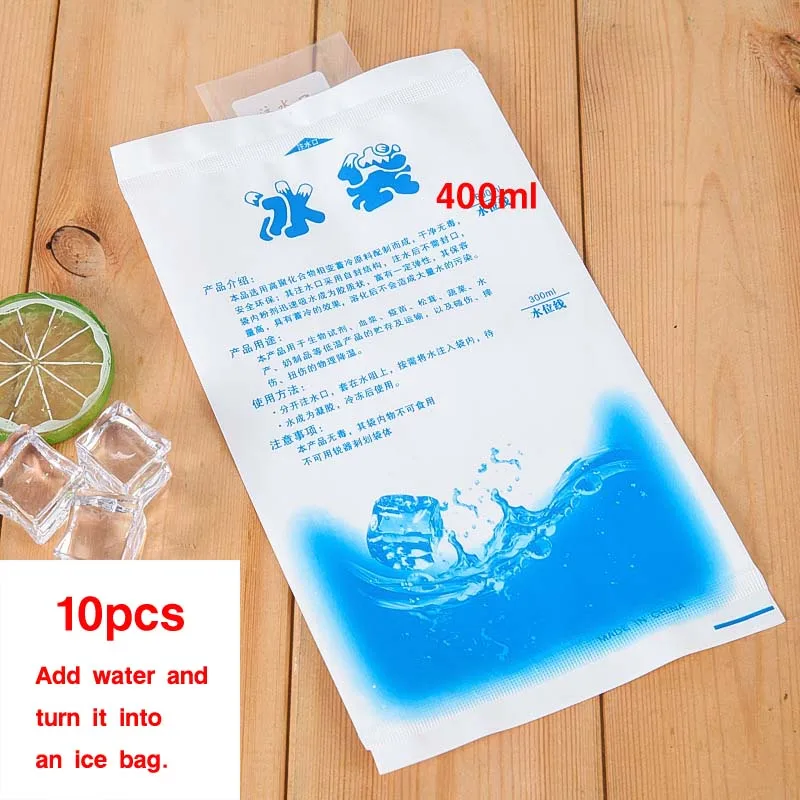 Waterproof Canvas Insulated Lunch Bag Aluminum Foil Stripe Handbags Food Storage Cooler Ice Bag Unisex Portable Lunch Box Tote - Цвет: 400ML Ice bag -10pcs