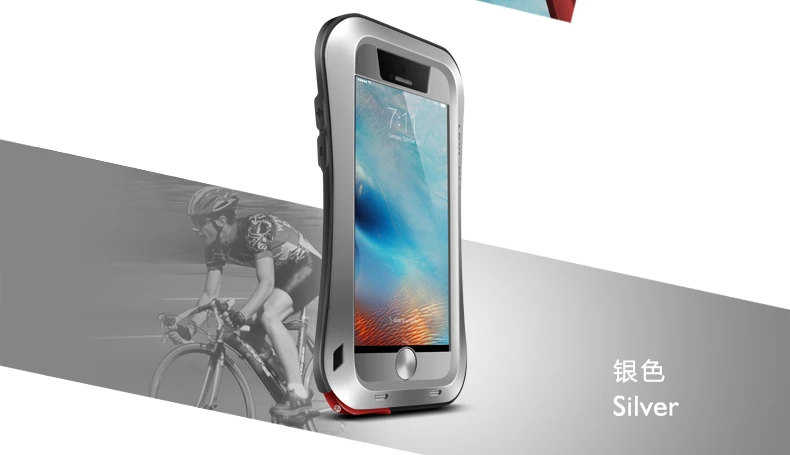 silver Gorilla glass) LOVE MEI Armor чехол для iPhone 6 6s 6 Plus металлический алюминиевый чехол для iPhone 6s Plus 6 Plus защита от воды/ударов/дождя - Цвет: silver
