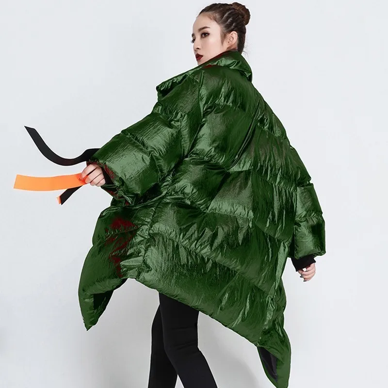 VGH женские зимние пуховики с воротником-стойкой длинным рукавом Асимметричная