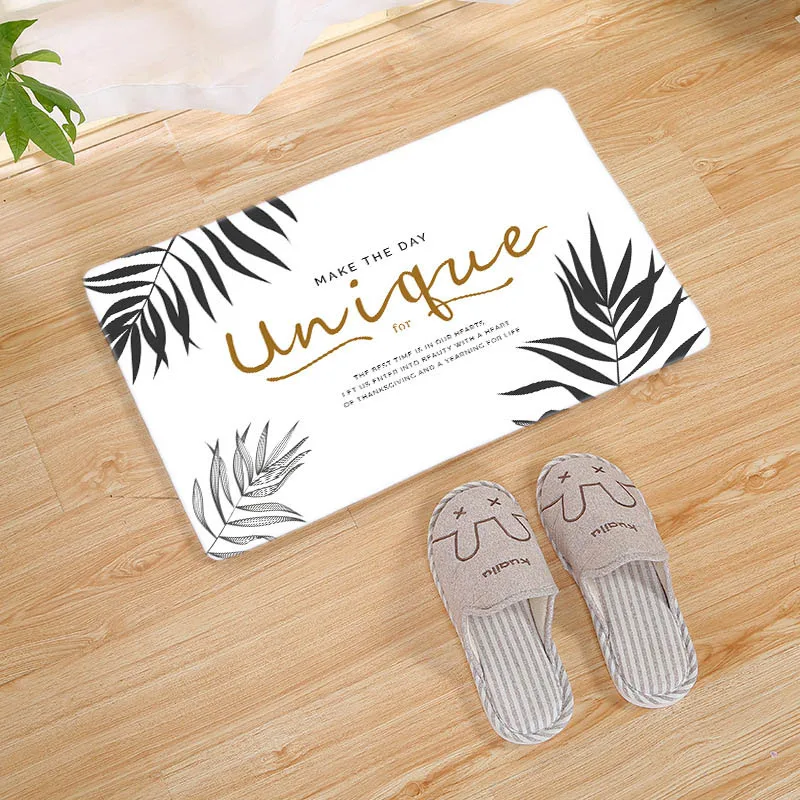 Свежие Зеленые растения ковры для гостиной буквы черная Золотая текстура белый