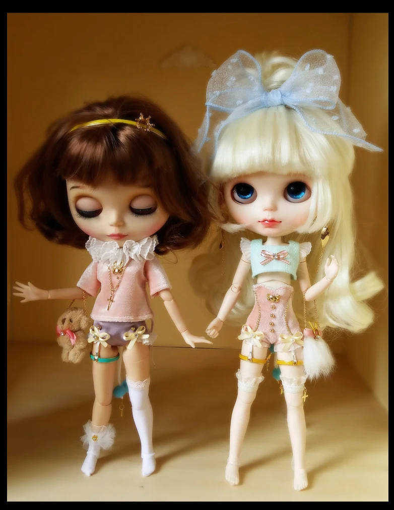 Изящные синие Топы blyth Dolls 6 шт./компл. короткие штаны с высокой талией повязка на