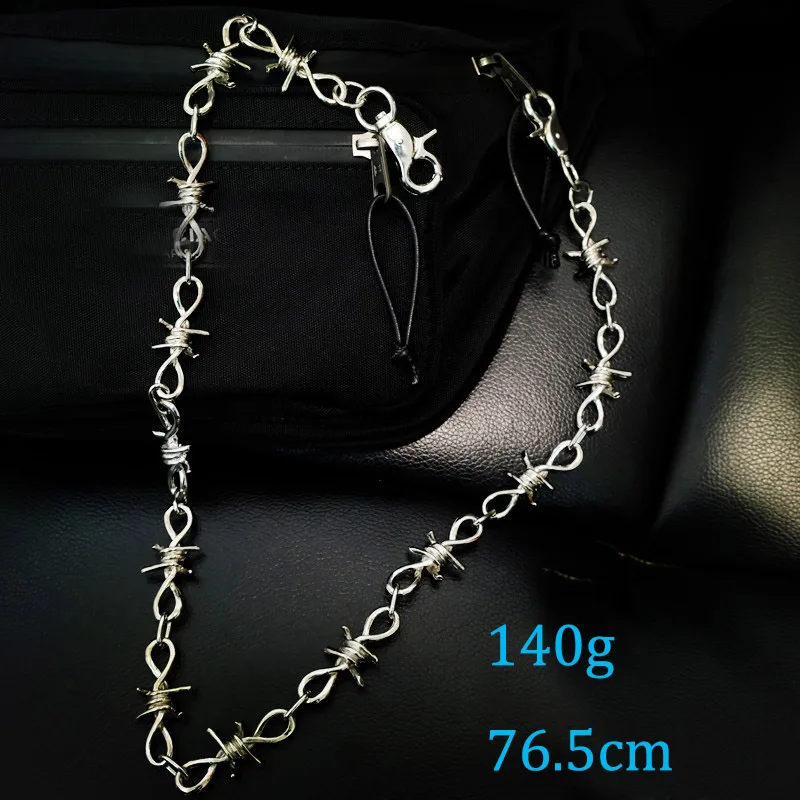 2019 модные в стиле рок панк с металлическими цепочками на Штаны шипы цепи ожерелье