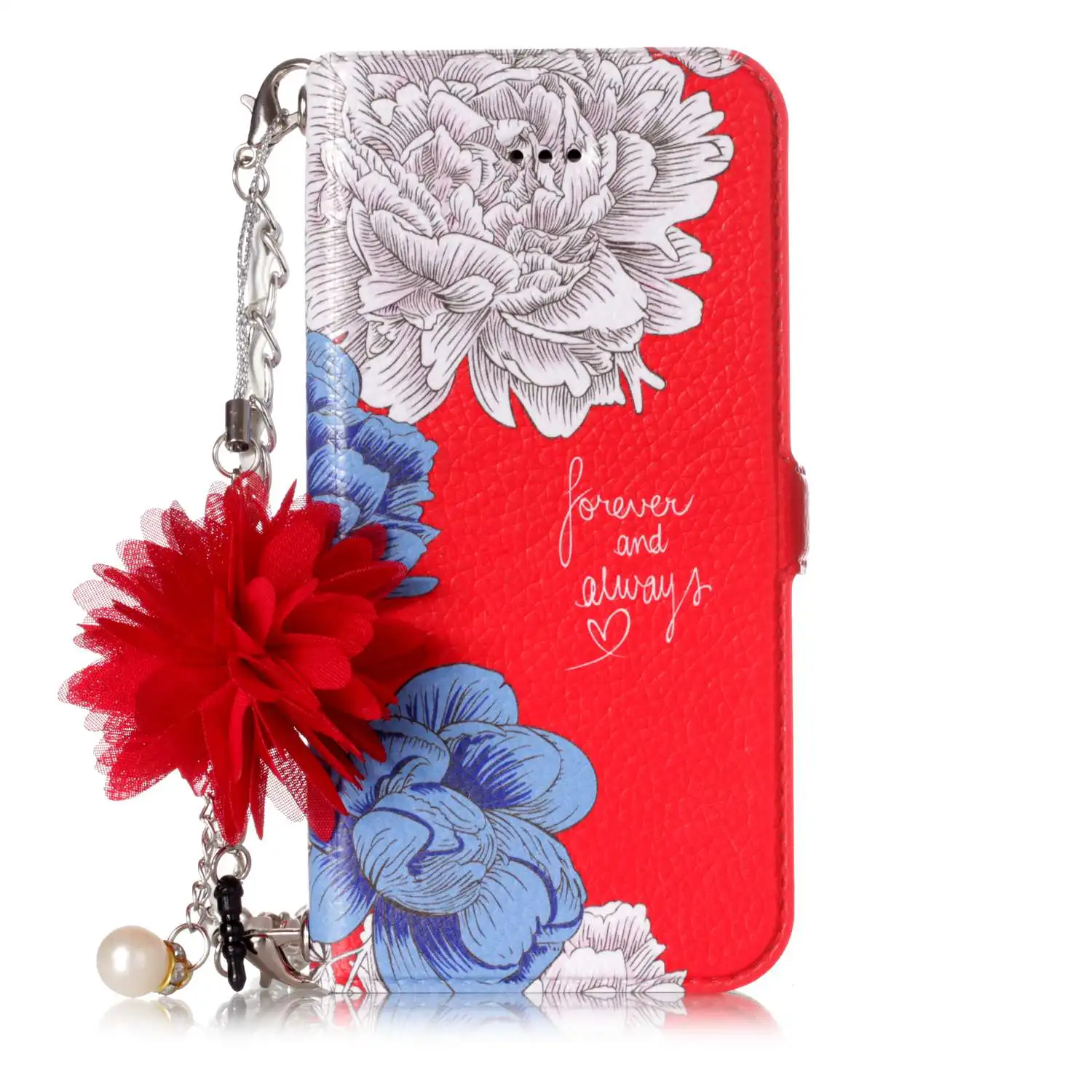 A Кожаный чехол для iPhone 5 5S SE с цветочным рисунком, откидной Чехол, Кошелек, Чехол для карт, для iPhone 11 Pro X XR XS Max 6 6s 7 8 Plus, ручная цепочка - Цвет: A