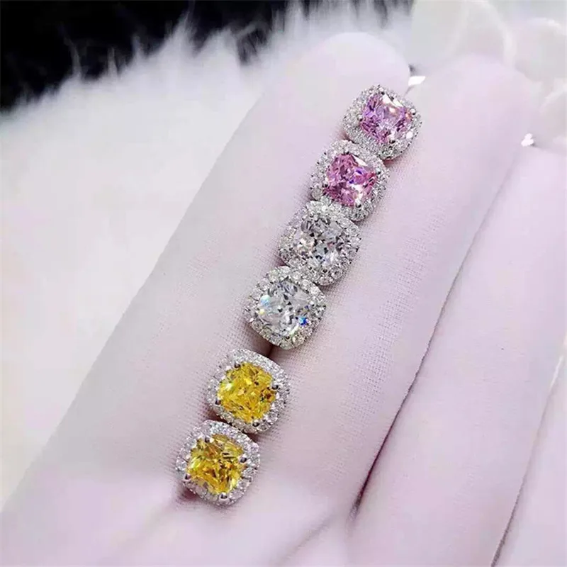 Классические женские Earrring 7 мм ааааа Cz реального 925 серебро себе свадебные серьги