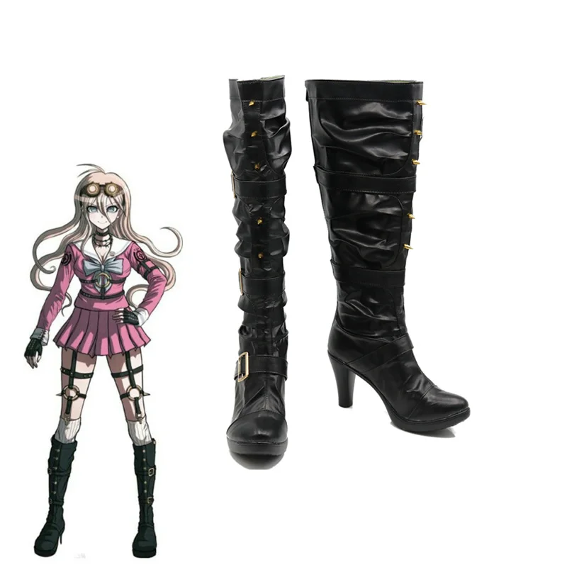 women size Danganronpa V3 убийство Harmony ирума Miu кролик Косплэй сапоги с застежкой обувь Косплэй костюм черный - Цвет: women size