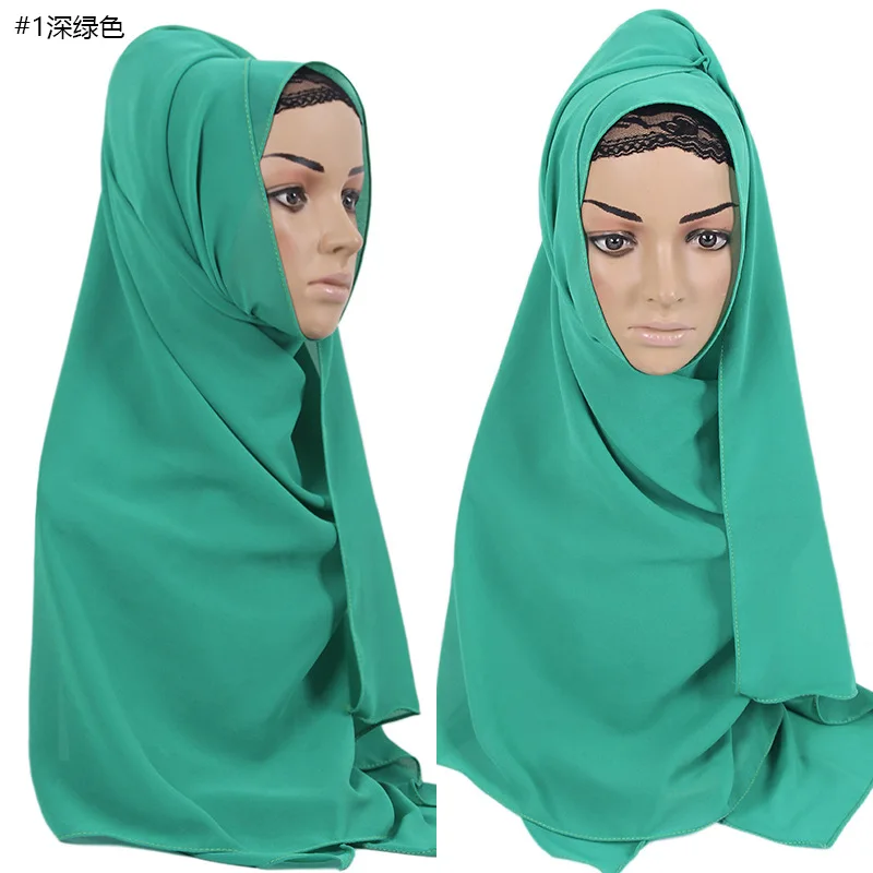 ZOGAA Новый мусульманский платок жемчужный шифоновый дышащий модный длинный шарф