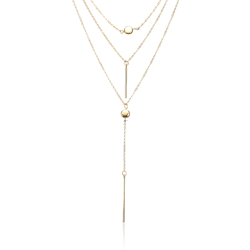 Женские ожерелья и кулоны золотистого цвета 3 многослойные с кисточками