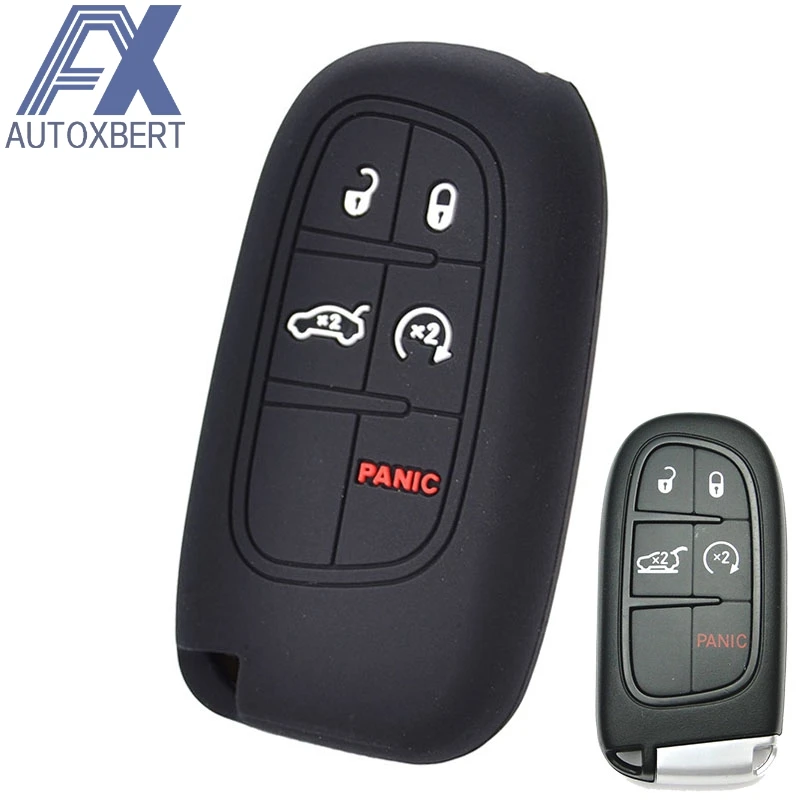 AX For Jeep Grand Cherokee Renegade for Dodge RAM Charger Dart Durango Journey Viper Fob Cover 5 Button Silicone Remote Key Case|Футляр для