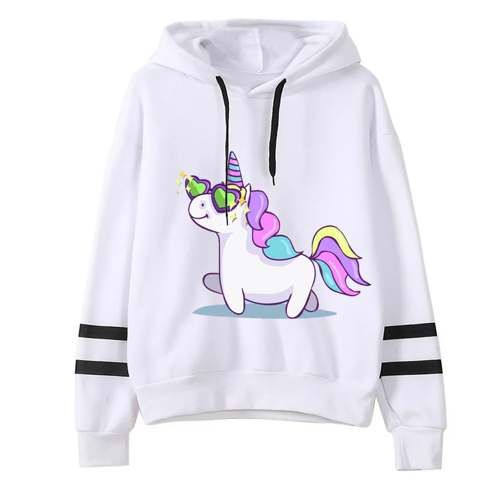 Женские толстовки с капюшоном и принтом единорога kawaii harajuku длинными рукавами