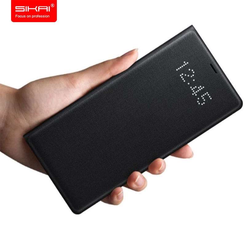 SIKAI 100% Оригинальный светодиодный Чехол книжка для samsung Note 8 умный кожаный чехол