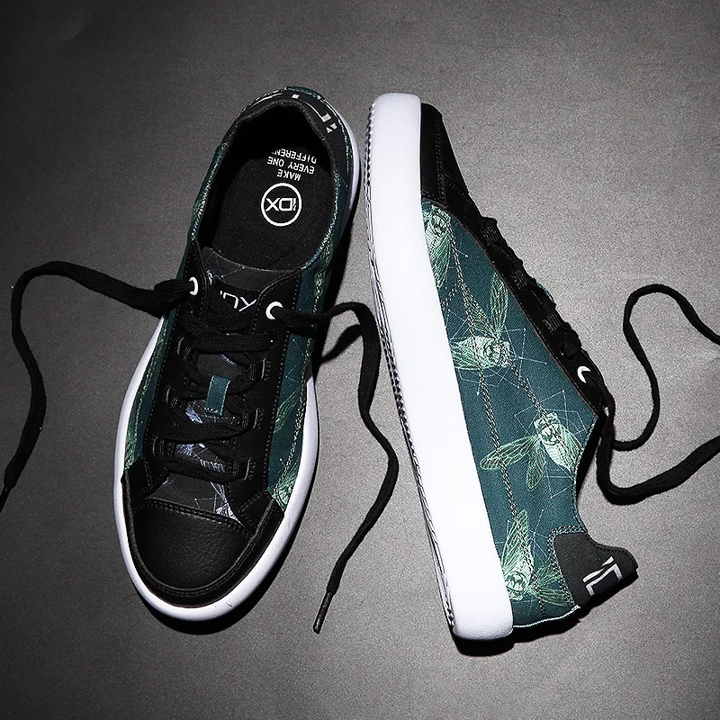 Летний красивый Для мужчин каракули холст скейтборд обувь Цикада Тотем