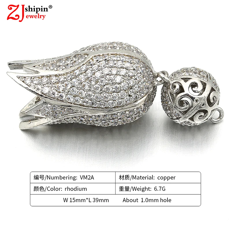 

2018 new luxury fringed hat hanging micro inlay CZ zircon jewelry accessories for DIY pearl natural stone necklace production