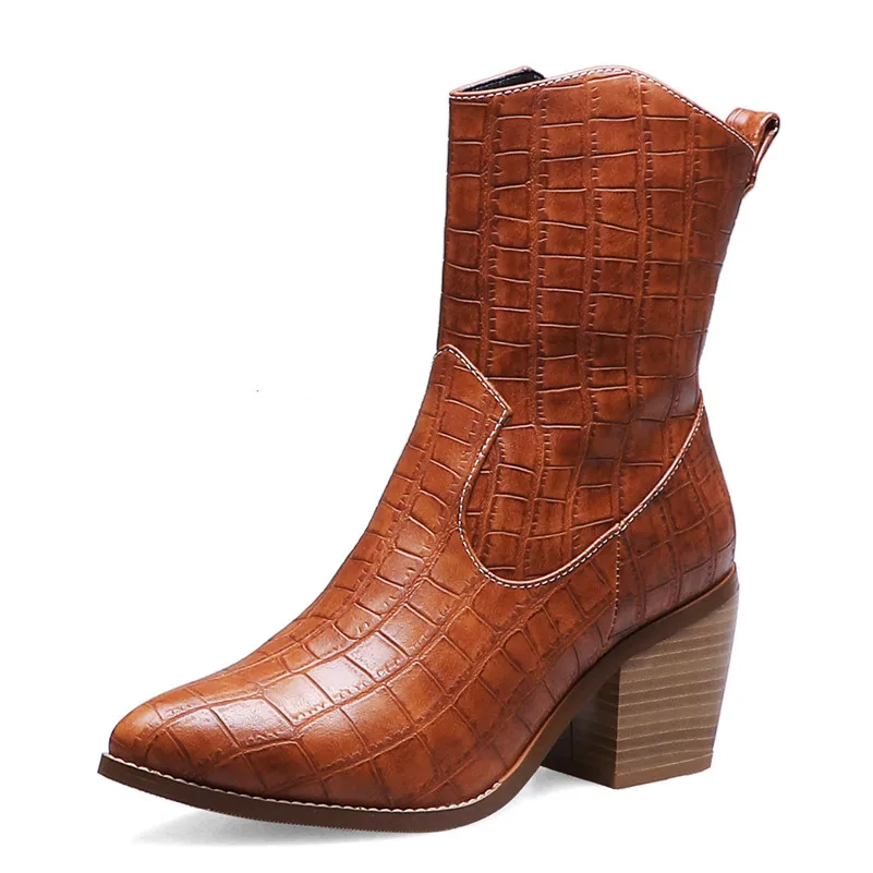 Женские ботинки FEDONAS Винтажные из натуральной кожи на высоком каблуке с острым