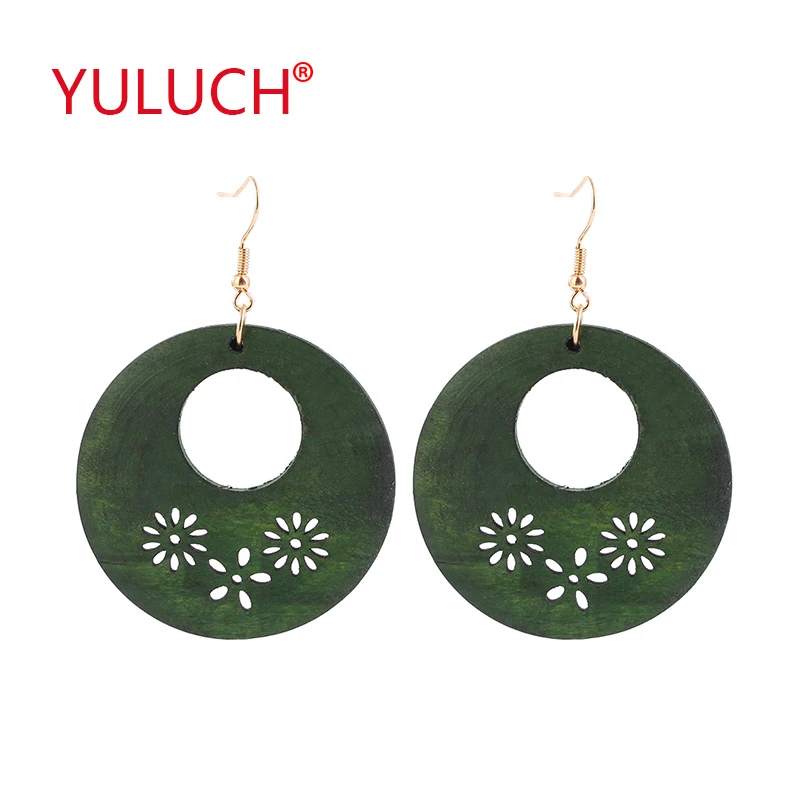 Серьги YULUCH Слива женские круглые ажурные украшения из 2018 натурального дерева в