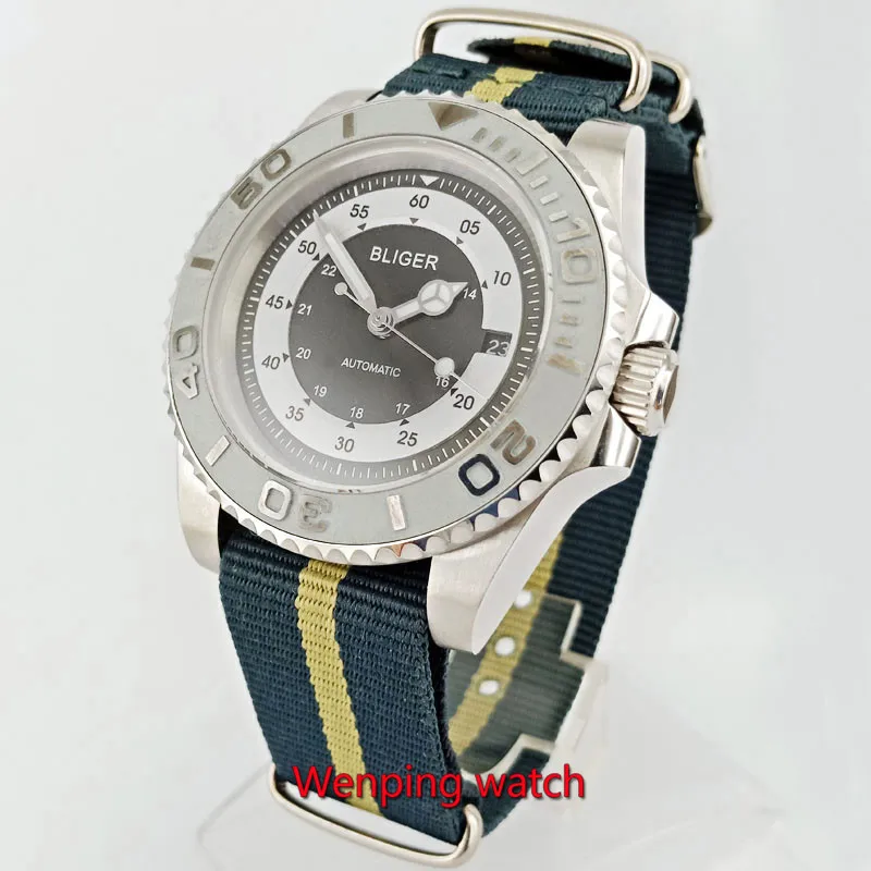 40 мм серый керамический ободок нейлоновый ремешок сапфировое стекло