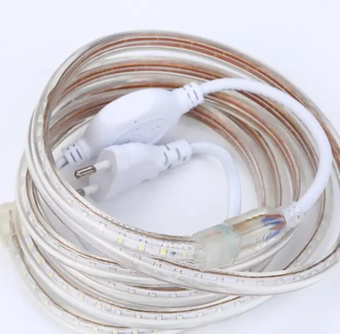 

Super bright 220V AC LED Strip 3014 IP67 Waterproof 120LEDs/M Flexible Light + Power Plug For outdoor garden tape rope