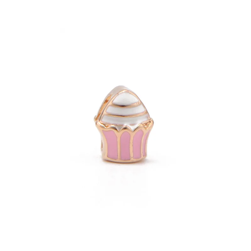 Gold cupcake SANSHOOR Новое поступление YUMMY кекс мороженое леденец и Арбуз для маленького размера подходит 8 мм широкий сетчатый браслет для детей - Окраска металла: Gold cupcake