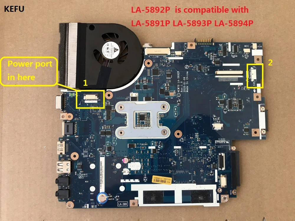 KEFU LA-5892P материнская плата с вентилятором совместим с LA-5891P LA-5893P LA-5894P материнская плата для acer 5740 5741 5742 ноутбук