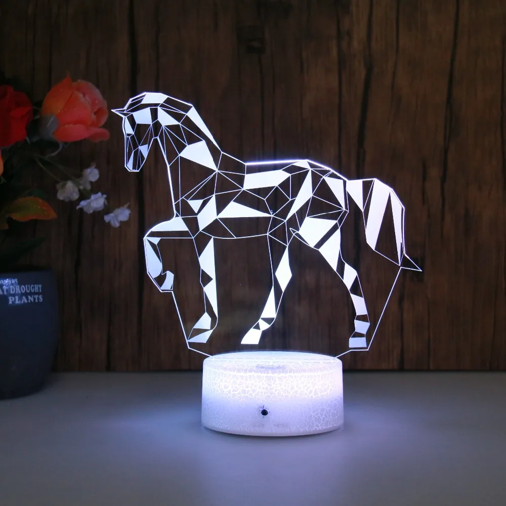 Прямая поставка крутой светильник Единорог 7 видов цветов Сенсорная трещина база