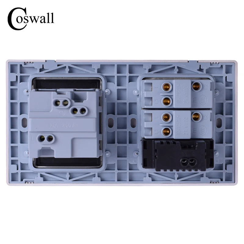 Coswall 16A настенная розетка стандарта ЕС)+ зарядка через usb Порты и разъёмы для мобильных устройств 5V 2.1A Выход+ 2 Gang 2 позиционный переключатель светодиодный индикатор 160*86 мм