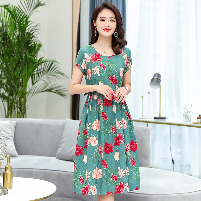 Элегантный Для женщин платья дамы О образным вырезом с короткими рукавами