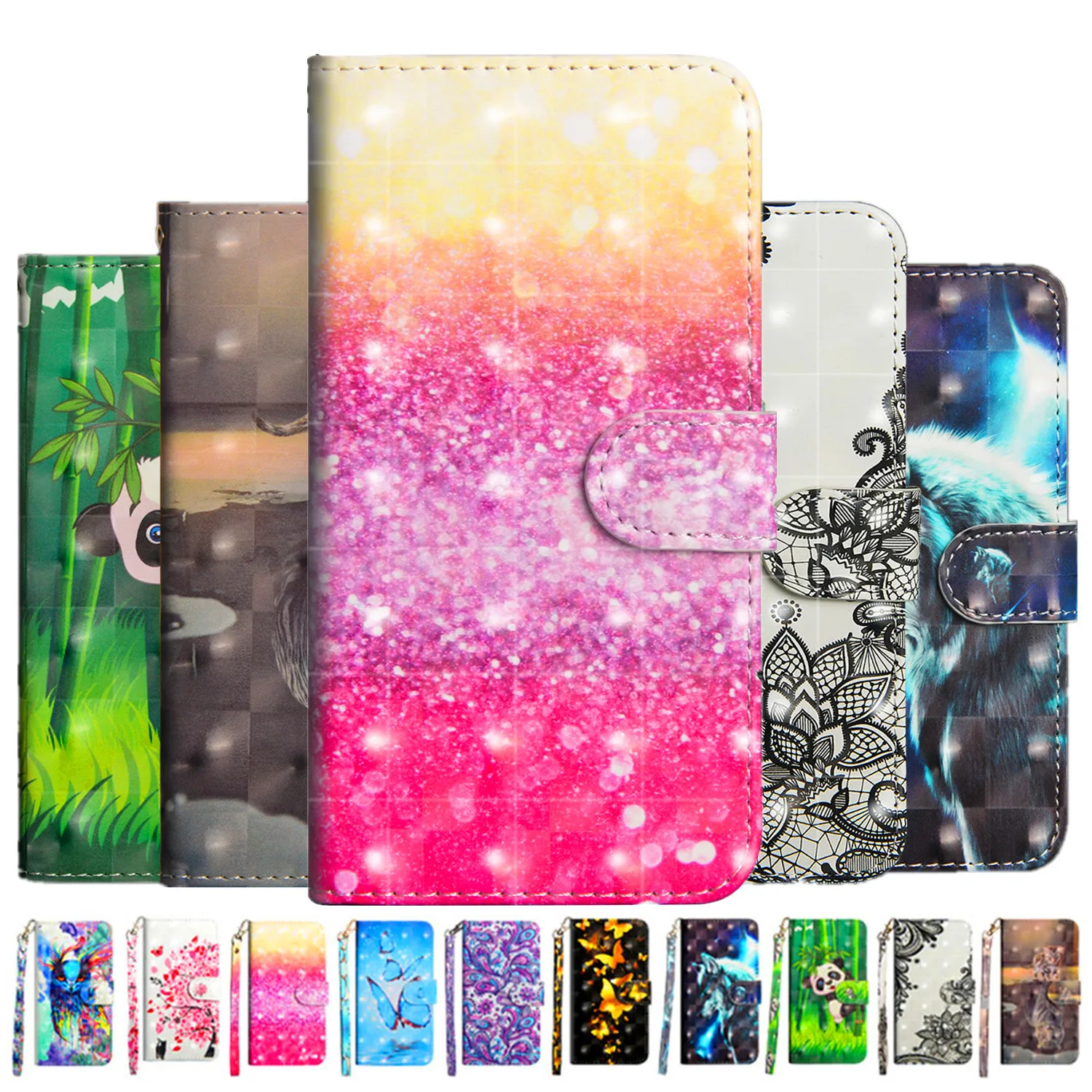 

for Huawei Nova 3 3i Phone Case Fashion 3D Color Painting for Huawei P Smart Plus Nova 3 Nova 3i Case Flip Leather Wallet Cover