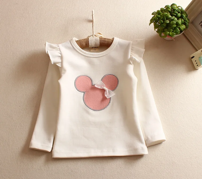 Рубашка для девочек одежда с длинными рукавами и рюшами маленьких Элегантная