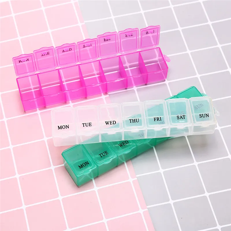 

1PC 7 Days Weekly Tablet Pill Medicine Box Holder Storage Organizer Container Case Pill Box Splitters 3 Colors