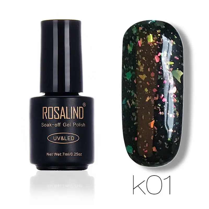RAK01 Rosalind гель 1S 7 мл Блестящий Galaxy лак для ногтей необходим черный блеск для ногтей Полупостоянный гель лак - Цвет: RAK01