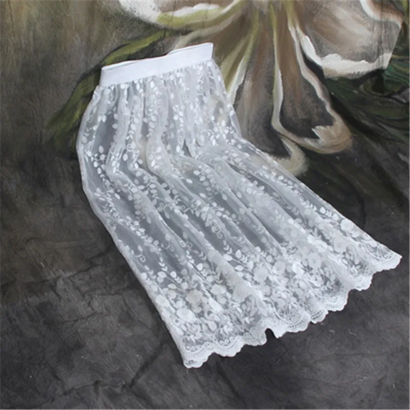 Женская кружевная Юбка миди с высокой талией и цветочным принтом|waist midi skirt|midi