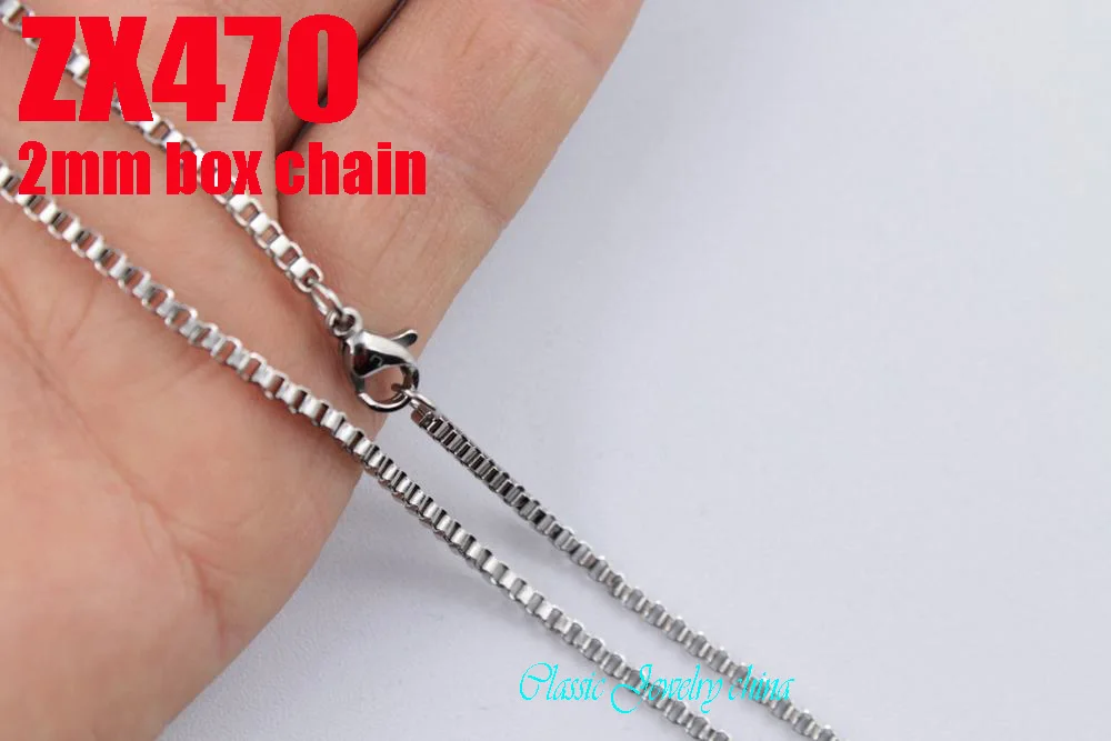 

2mm stainless steel necklace box chain fashion square chain Men's male necklace chains 20pcs ZX470 (ZX026-B)