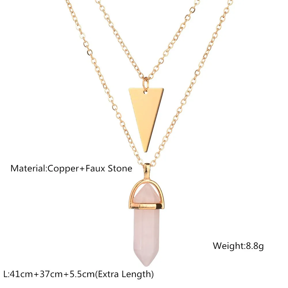 Богемное многослойное золотое ожерелье с мраморным натуральным камнем