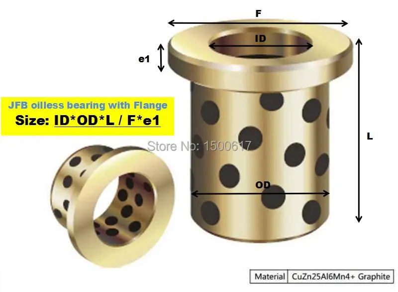JFB4020 / 4020F (Размер: 40*50*20/65*5 мм) фланцевый твердый-смазка Oilless графит латунь втулка |