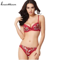 vintage peacock print young women lace bra set plus sizeintimates sexy push up bra and panty set bc cup bra thong set bs254