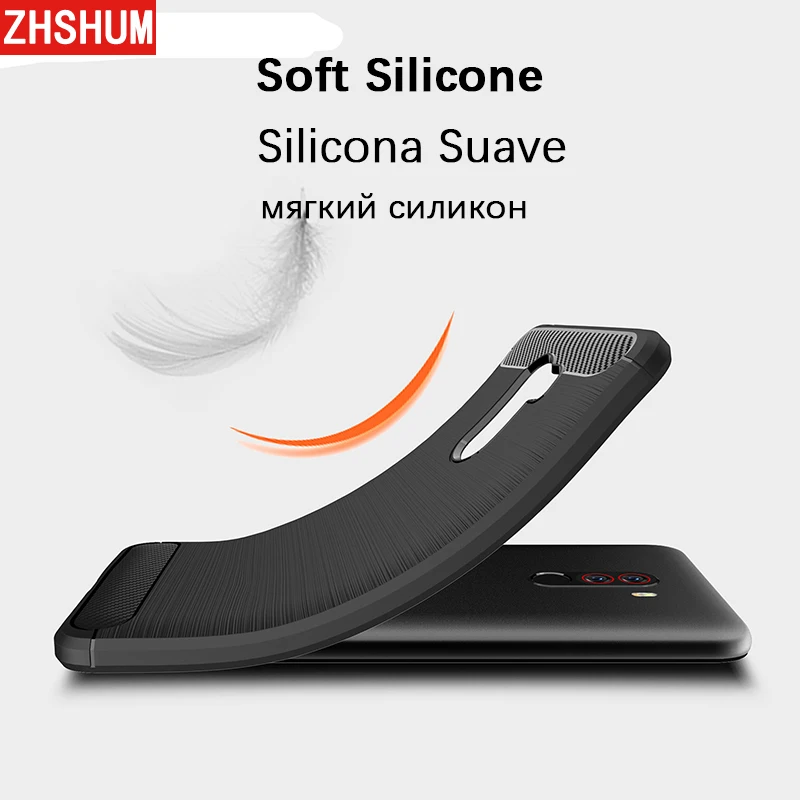 Чехол из углеродного волокна с узором для Xiaomi Pocophone F1 Poco мягкий силиконовый