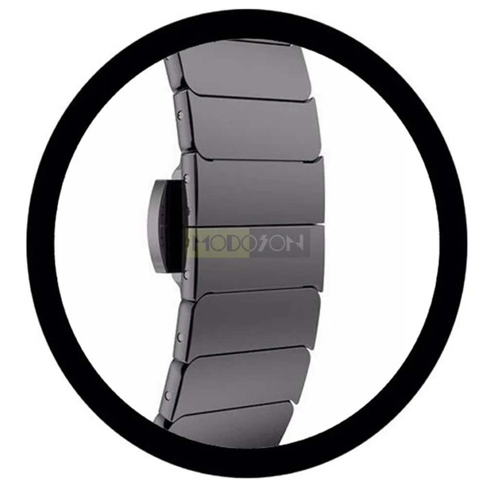 black steel strap MODOSON, ремешок для умных часов Миланского цвета, силиконовый ремешок из нержавеющей стали, резиновый браслет для наручных часов Nike iwo Apple Watch - Цвет: black steel strap