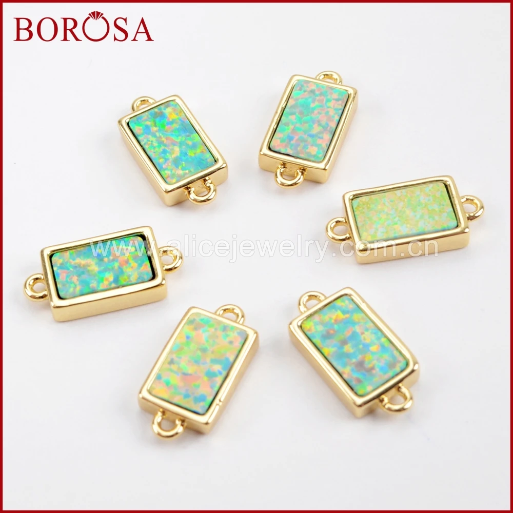 BOROSA 10 шт прямоугольные золотые цвета белый опал ободок соединители новый дизайн