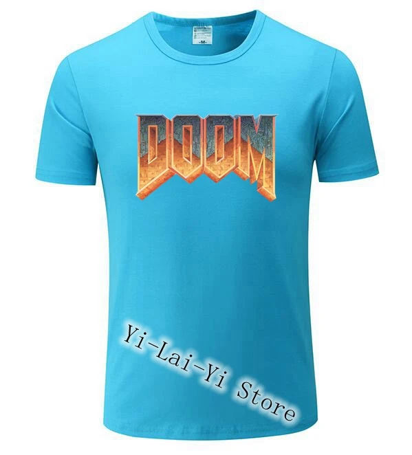 Мужская Дизайнерская футболка Doom Game men натуральный хлопок с коротким рукавом